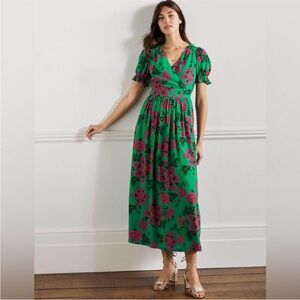 Boden Green and Pink Floral Maxi Dress